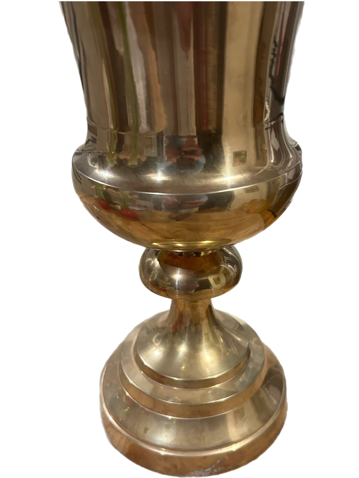 Brass Urn with Architectural Form, Late 20th Century