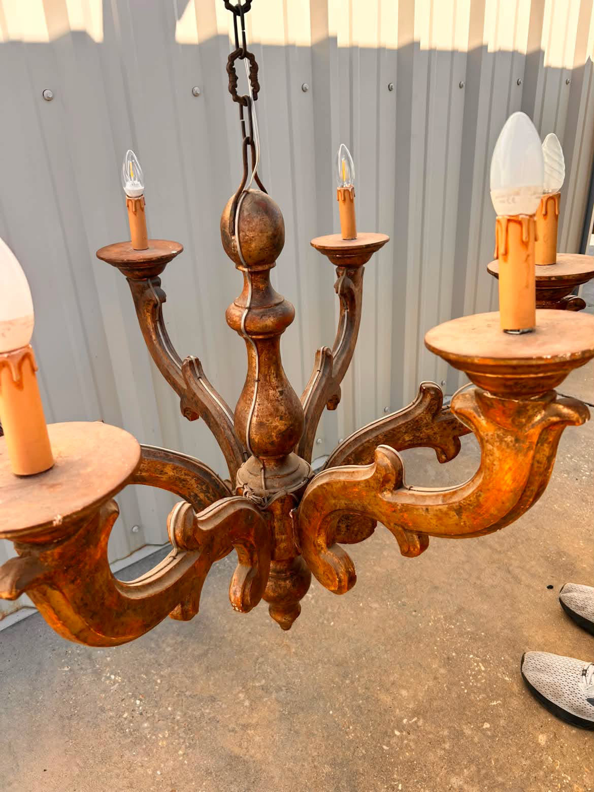 19th Century Italian Polychrome Giltwood Chandelier — Piedmont, c. 1850