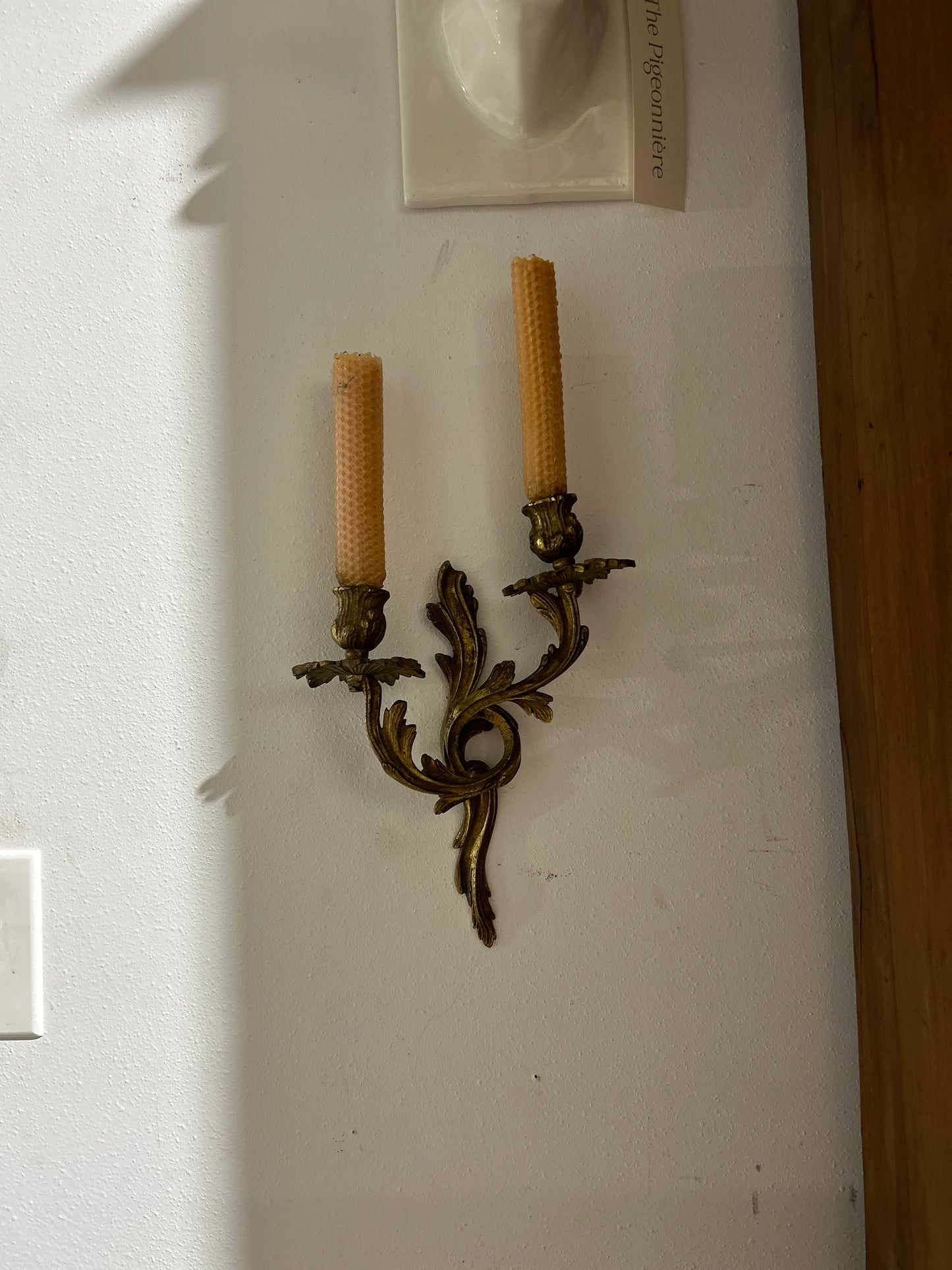 Pair of Antique French Brass Ormolu Sconces