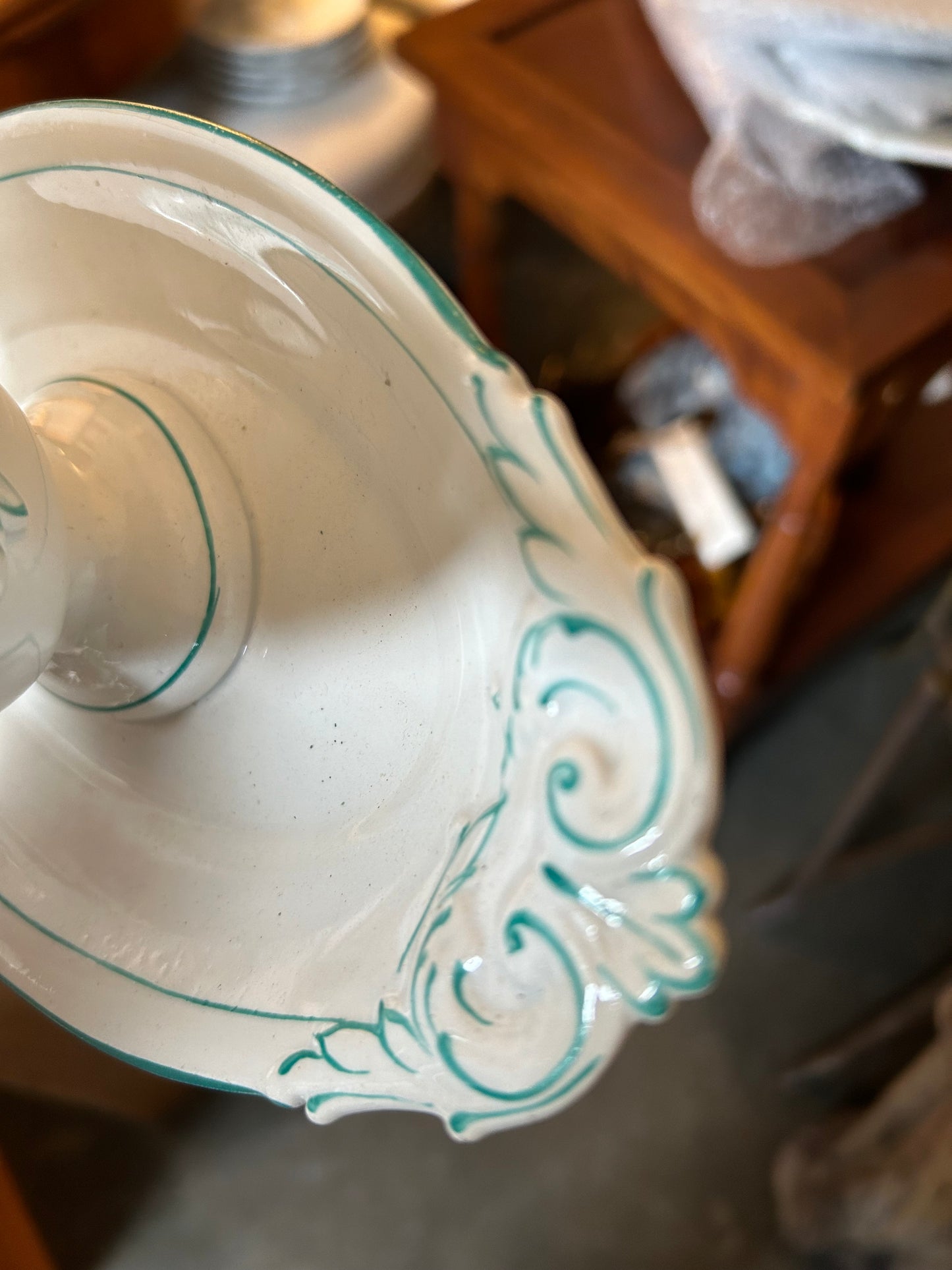 Vintage Bosh Green and White Gravy Boat