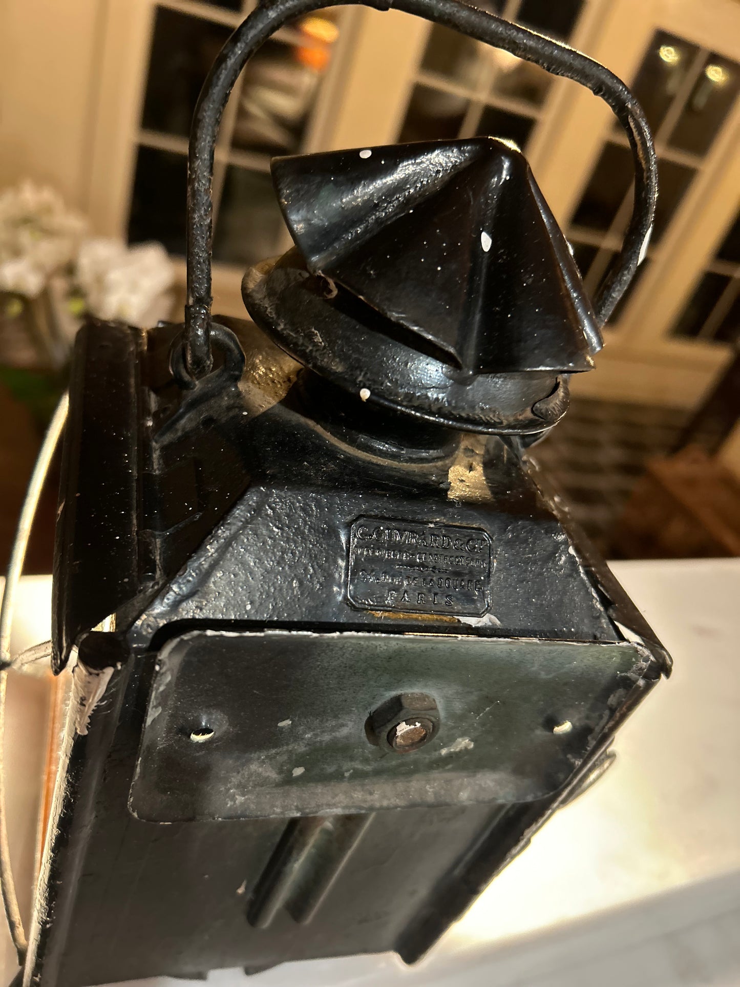 Antique French Parisian Wall Mount Electric Lantern