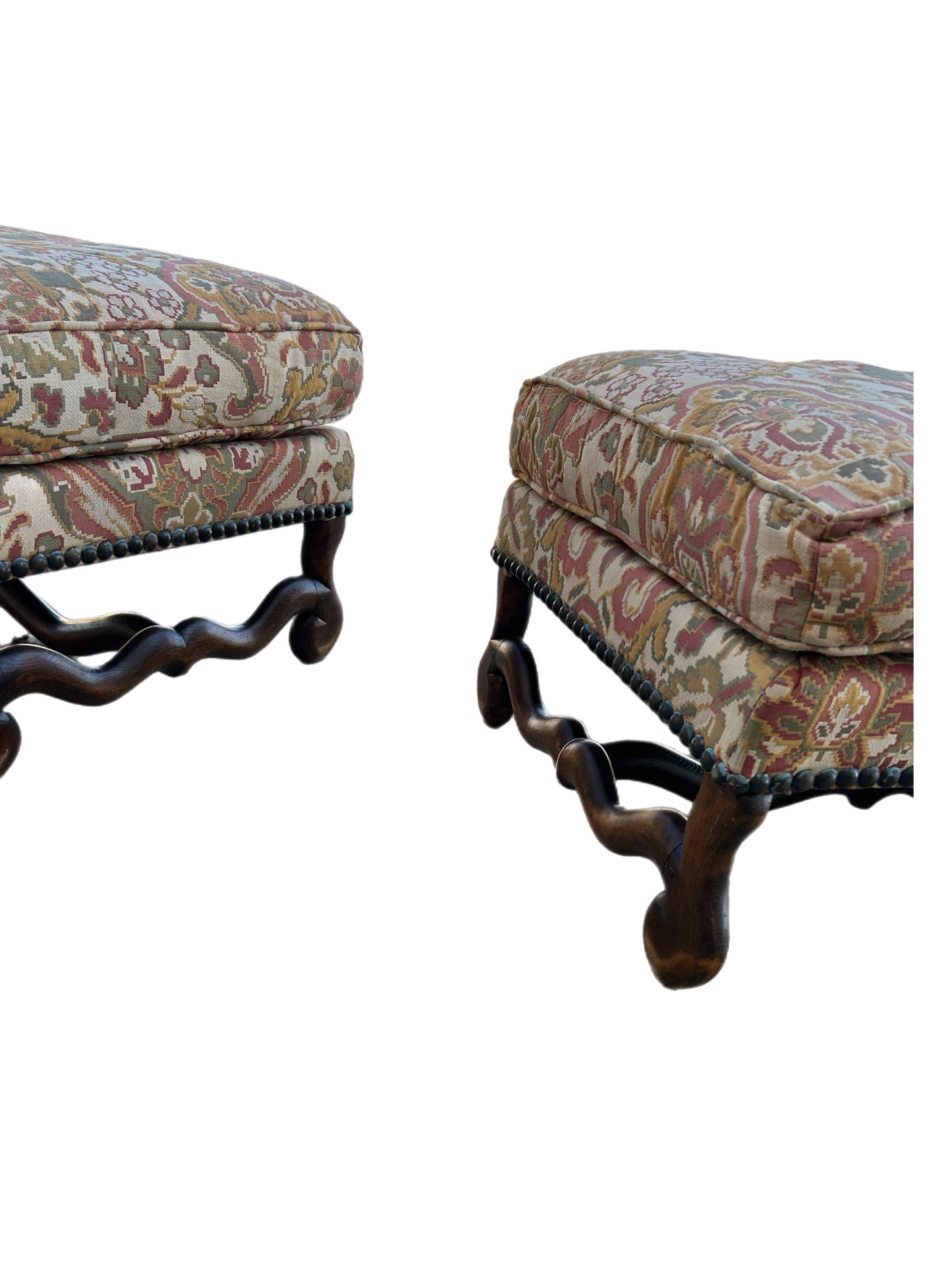 20th Century Pair Beligum Os De Mouton Ottomans