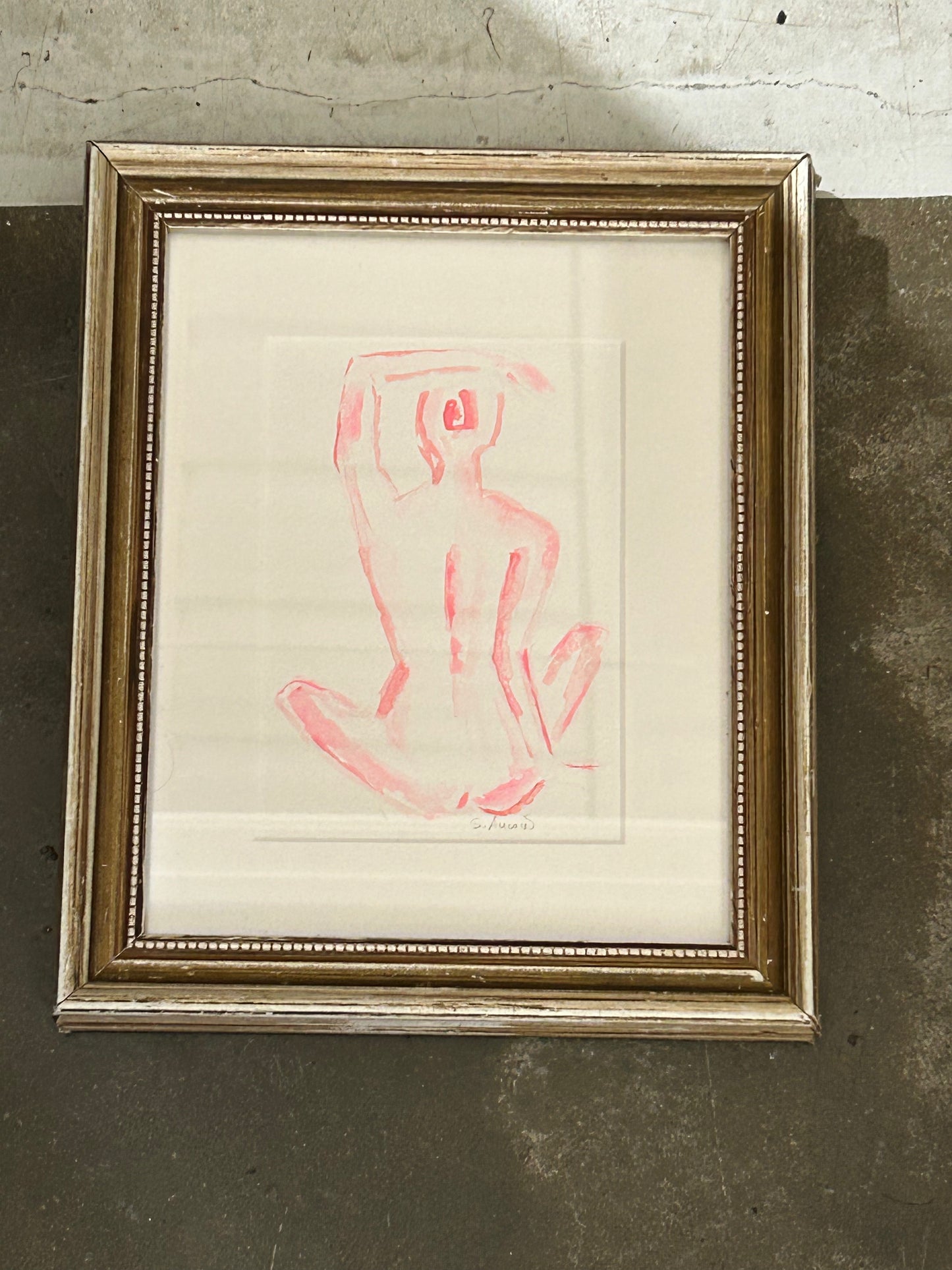 Framed Original Female Figure by New Orleans Artist Shelley Aucoin