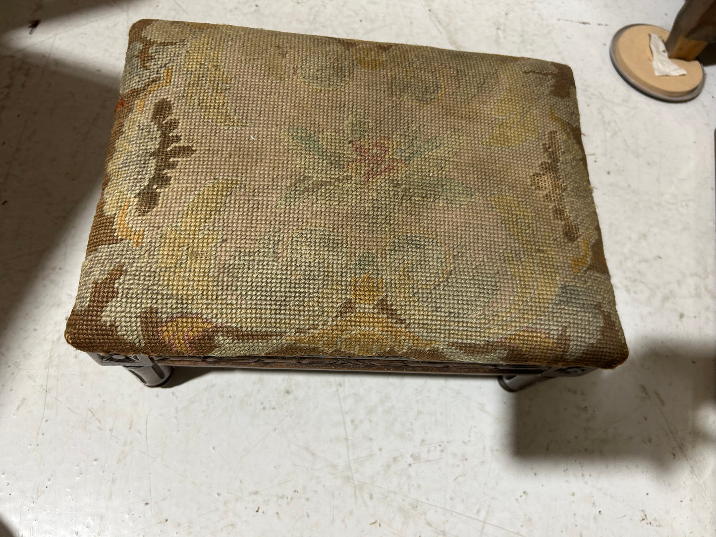 Antique French Needlepoint Footstool