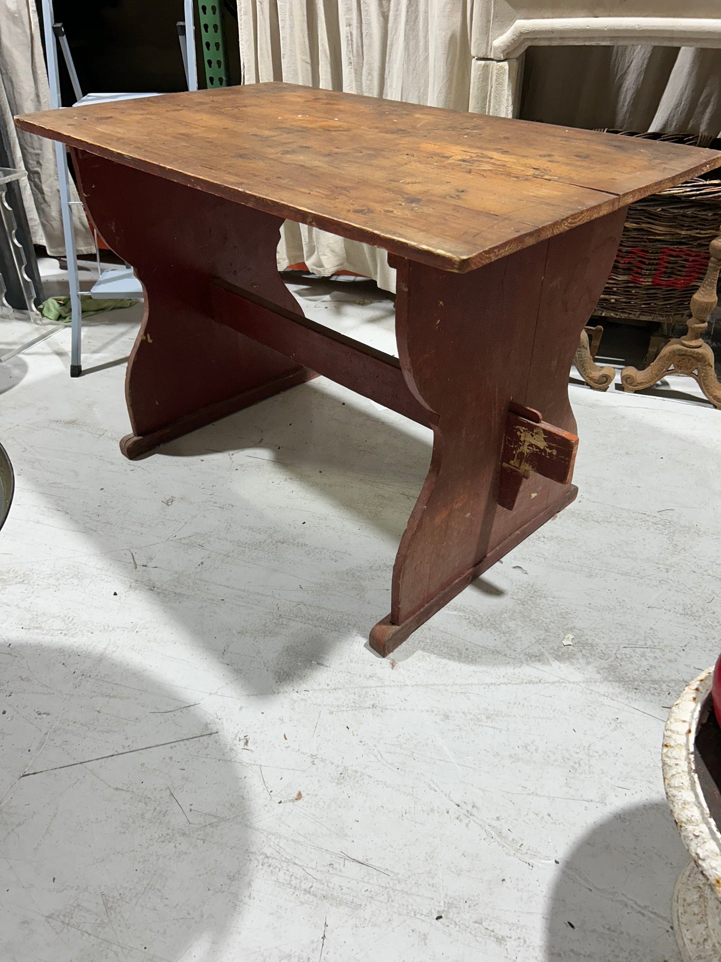 Antique Eastern European Trestle Table - Rustic Farmhouse Dining Table