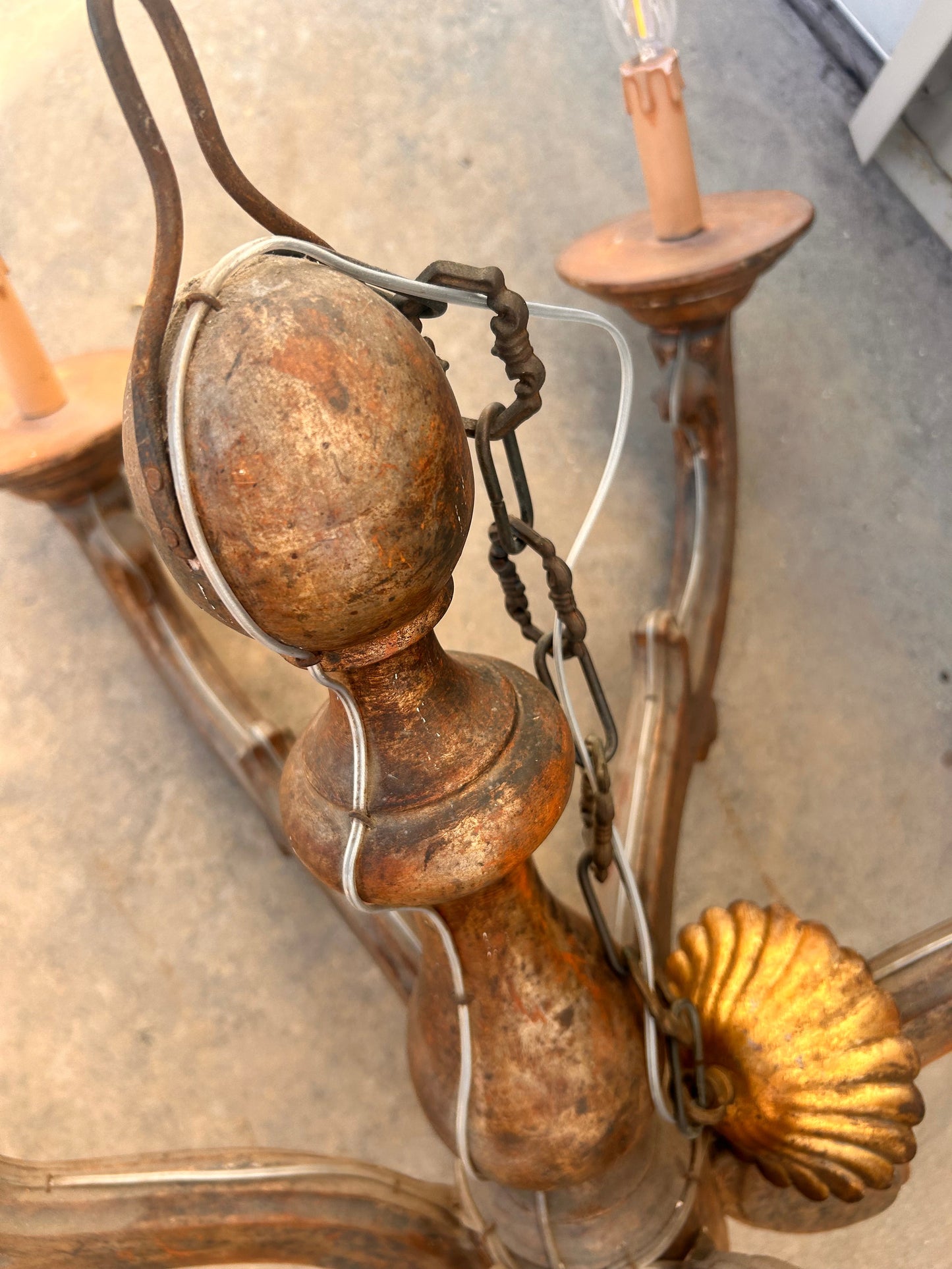 19th century Italian giltwood chandelier — side view