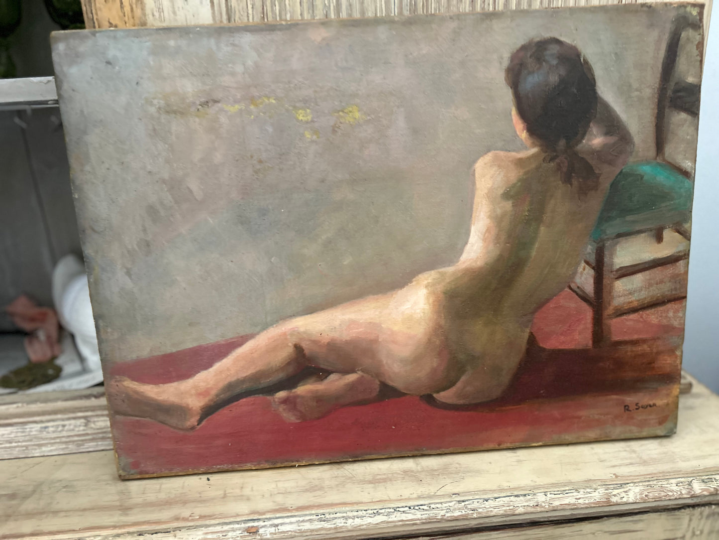 Female Nude Oil on Canvas - Signed R. Soyer