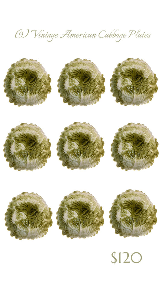 Set of Nine Vintage Cabbage Plates | Made in California for D.H. Holmes