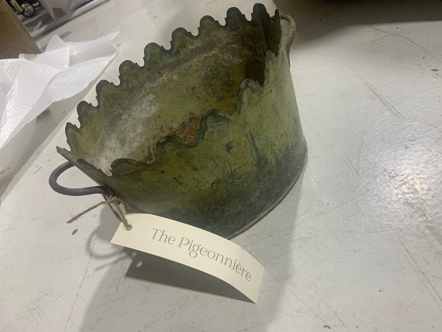 20th Century French Verdigris Cache Vessel