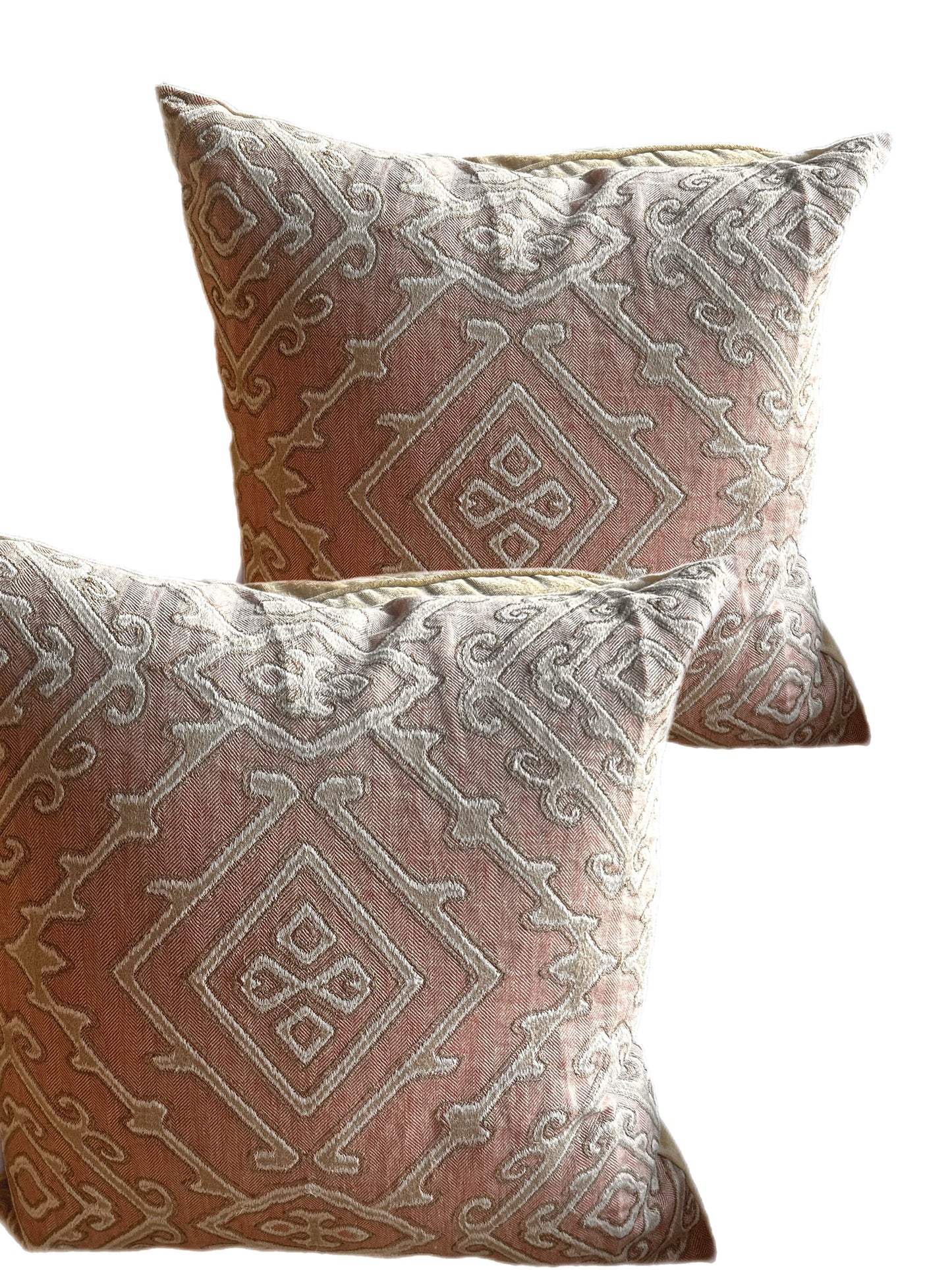 Pair of Cowtan & Tout "CT Winter" Down Pillows, Terracotta — 24×24"