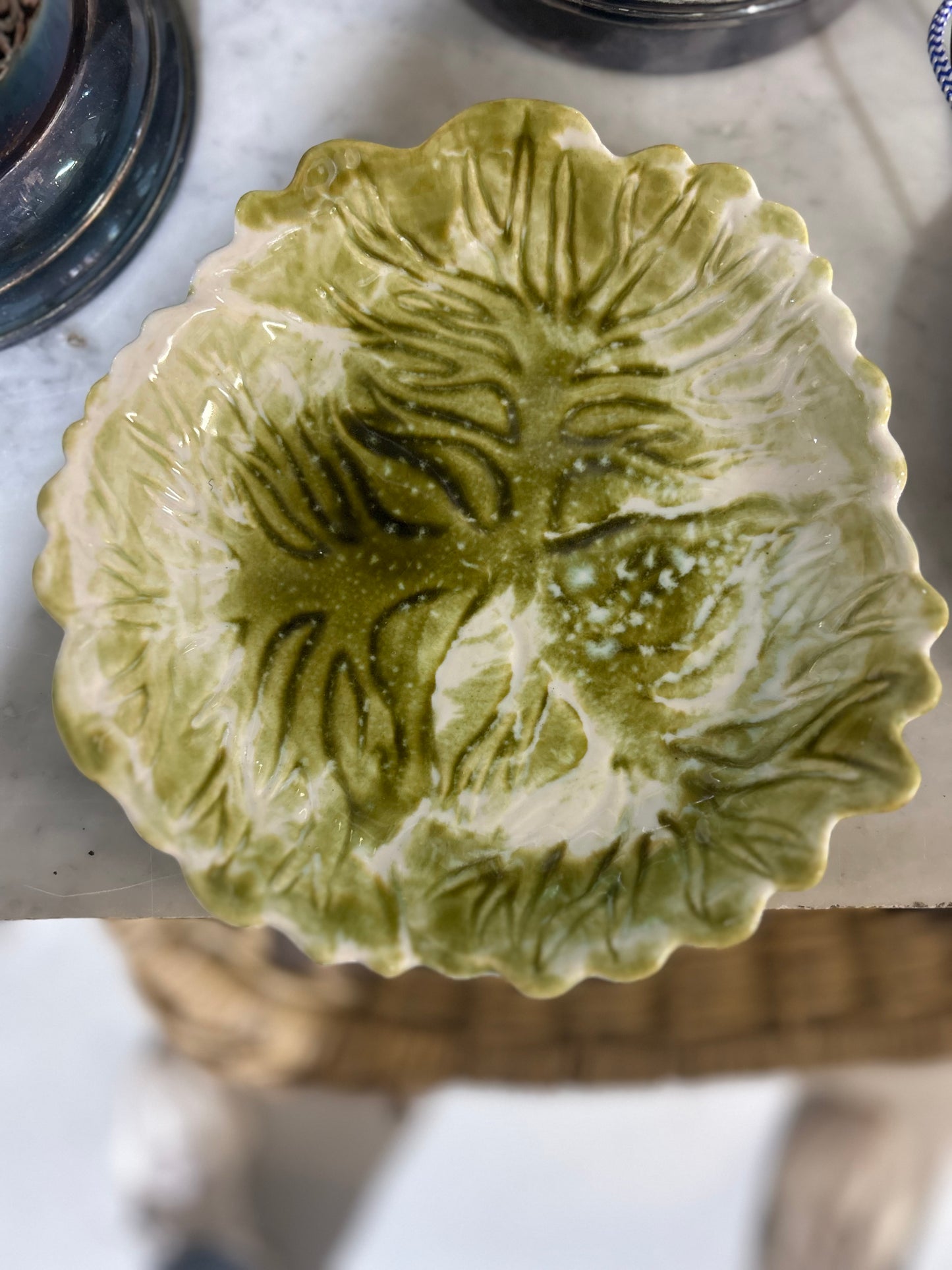 Set of Nine Vintage Cabbage Plates | Made in California for D.H. Holmes