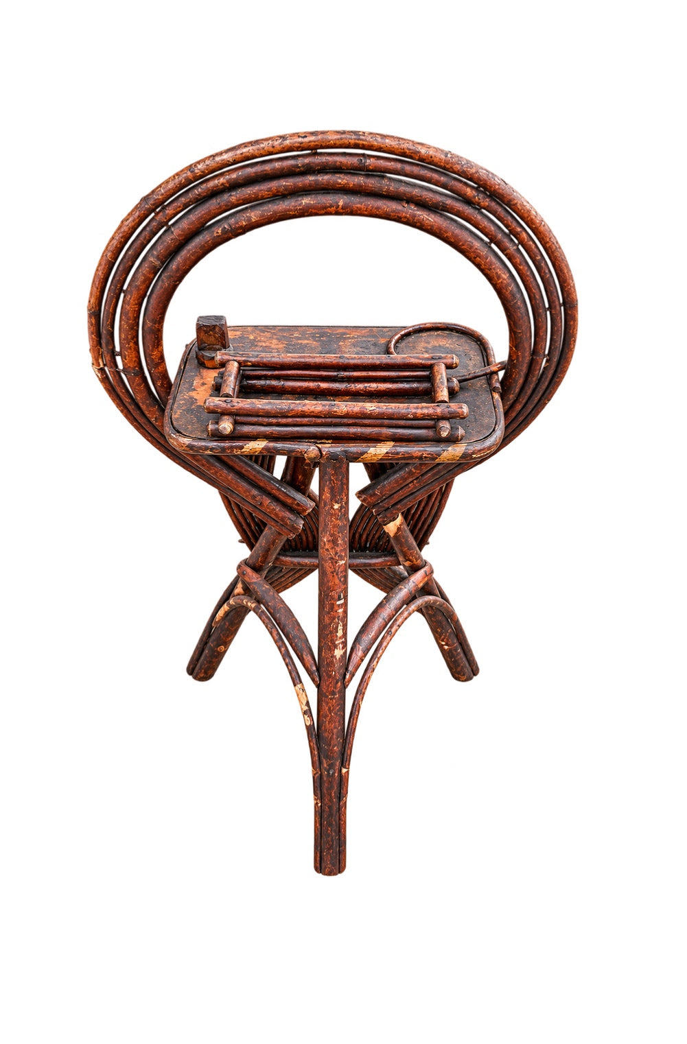 American Bentwood Rattan Smoker's Table with Oval Hoop Back — c. Early 20th Century