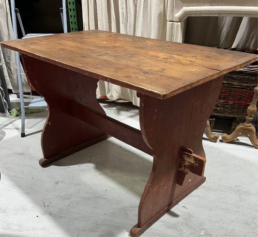Antique Eastern European Trestle Table - Rustic Farmhouse Dining Table