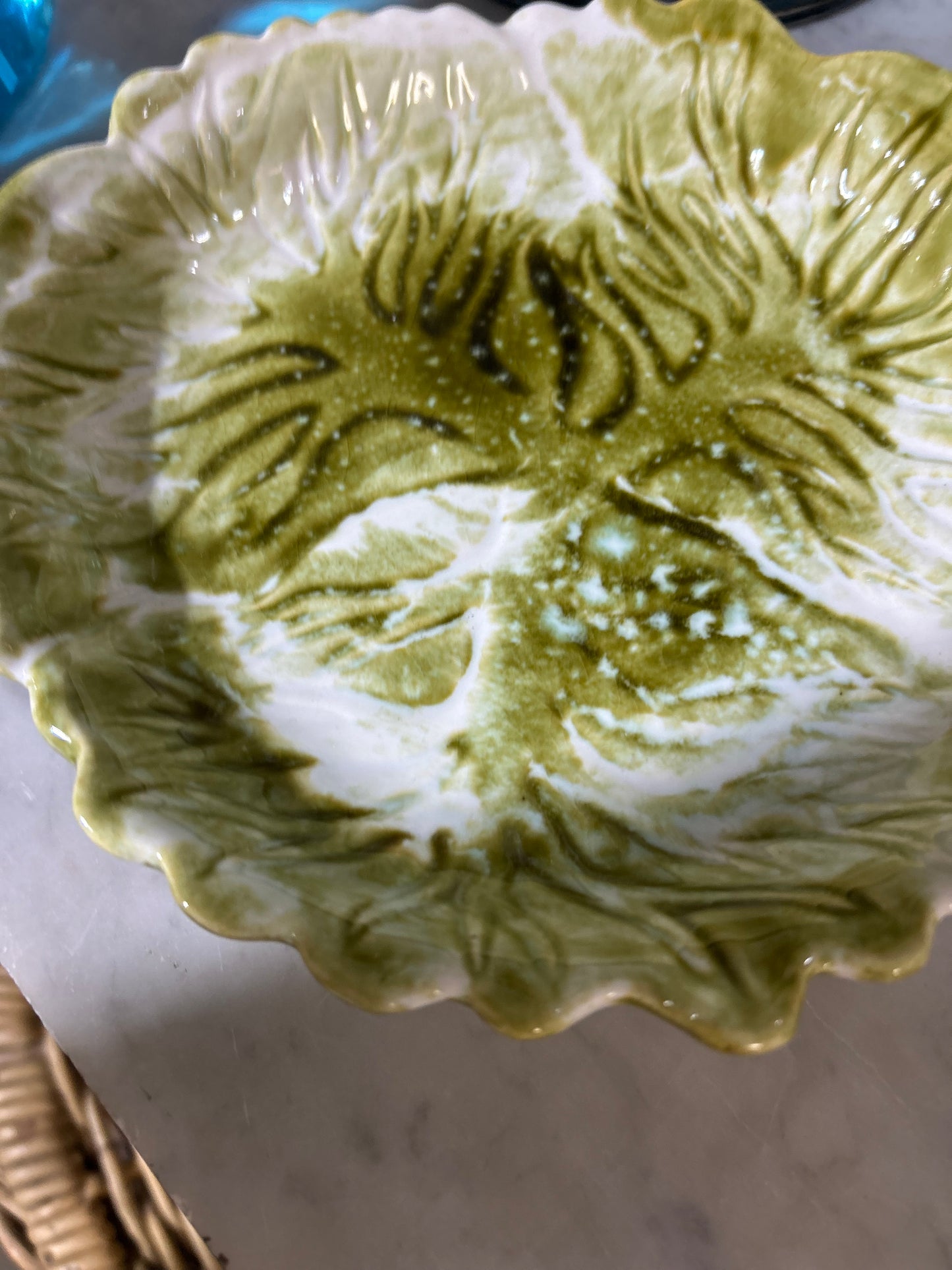 Set of Nine Vintage Cabbage Plates | Made in California for D.H. Holmes