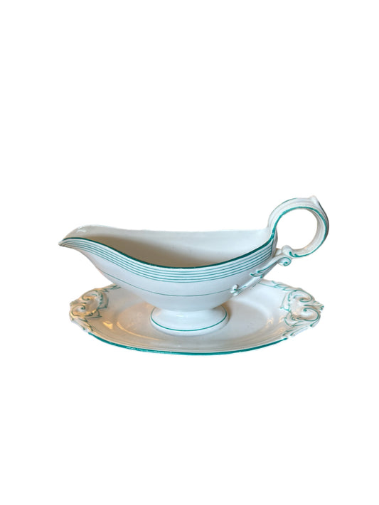 Vintage Bosh Green and White Gravy Boat