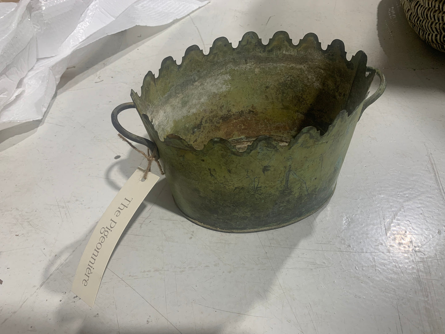 20th Century French Verdigris Cache Vessel