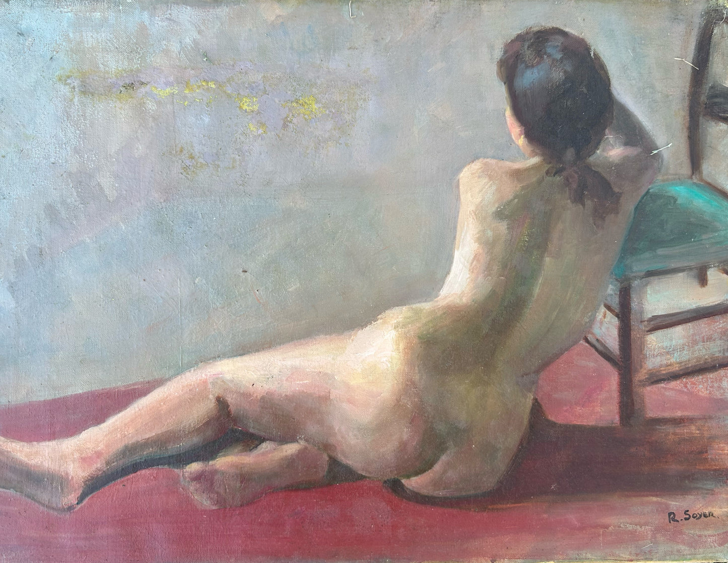 Female Nude Oil on Canvas - Signed R. Soyer