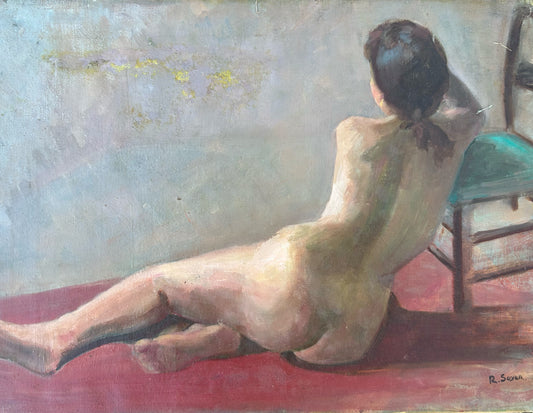 Female Nude Oil on Canvas - Signed R. Soyer