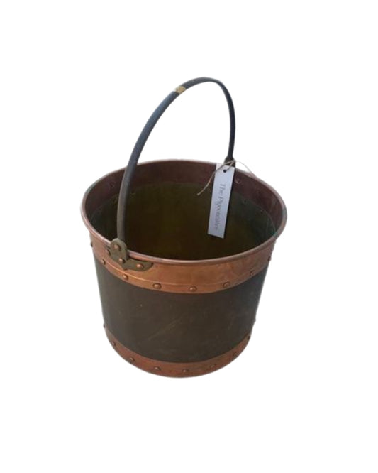 Vintage Two-Tone Brass Copper Bucket