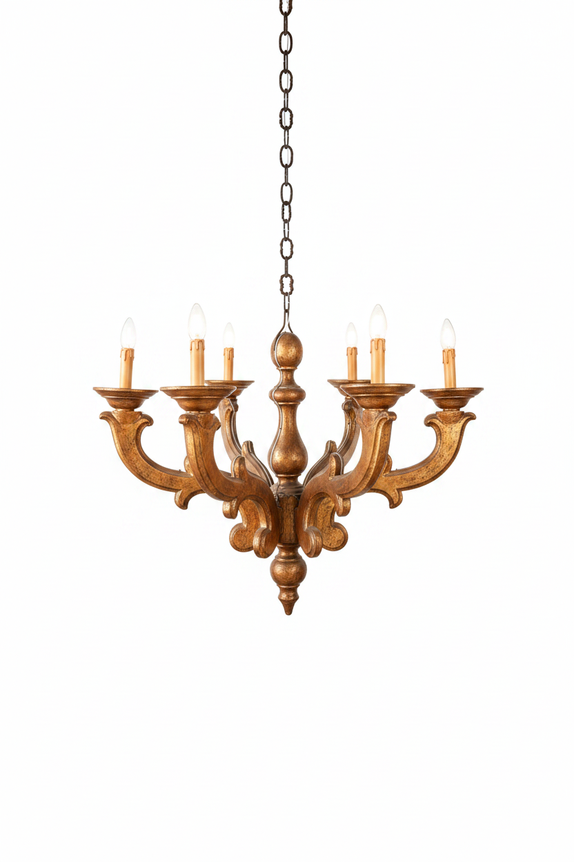 Chandelier on white background — side view